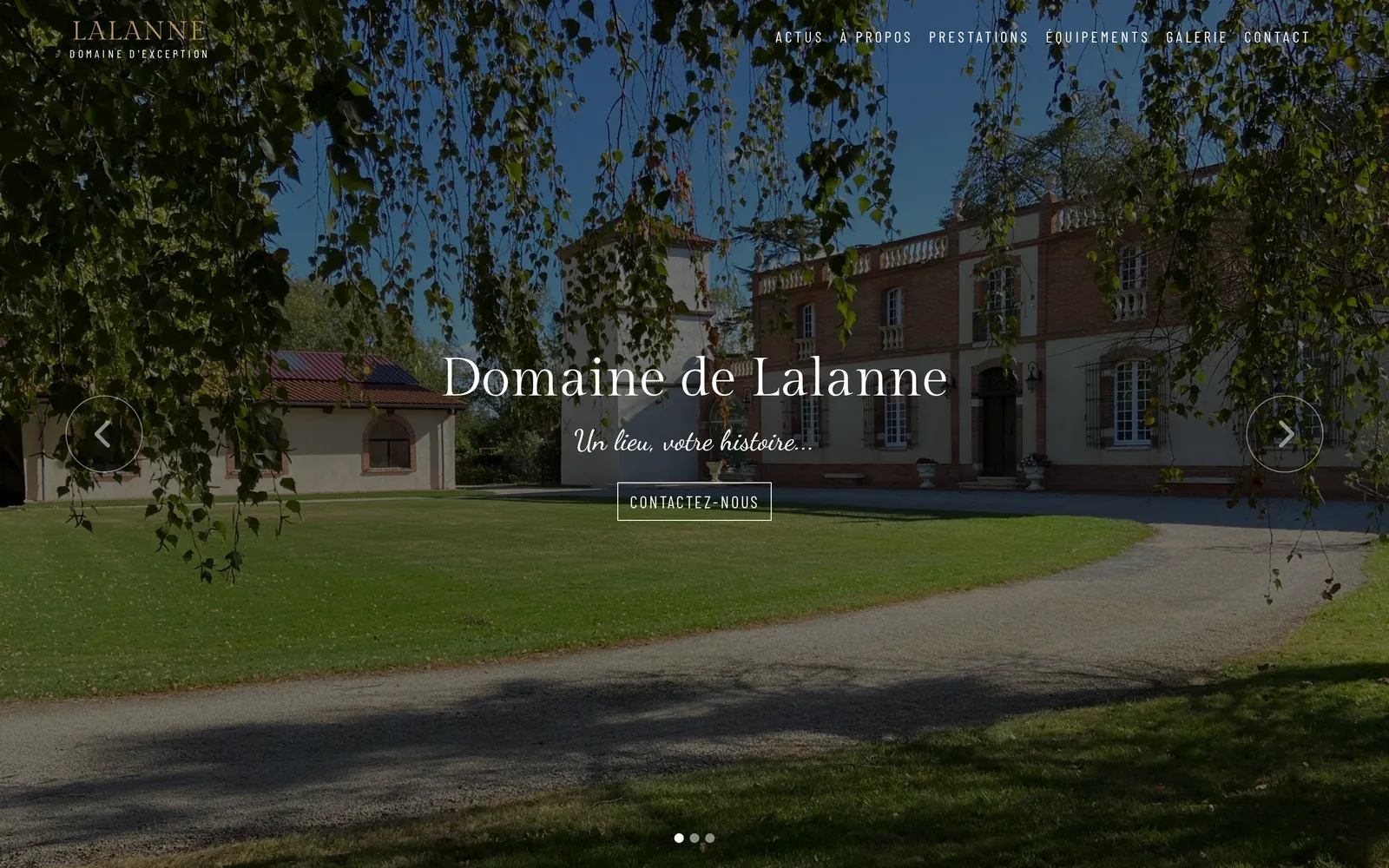 Page d'accueil du site du Domaine Lalanne